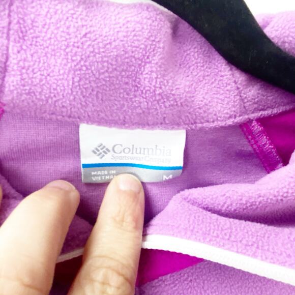 Columbia Medium Womens Purple Fuschia Colorblock Fleece Pullover Sweater Jacket - Picture 4 of 8